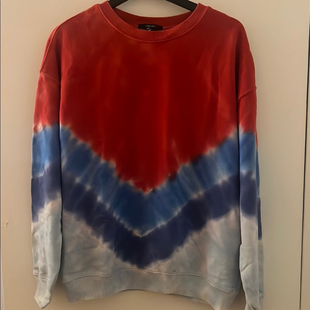 Red and Blue Tie-Dye Men's Sweater
